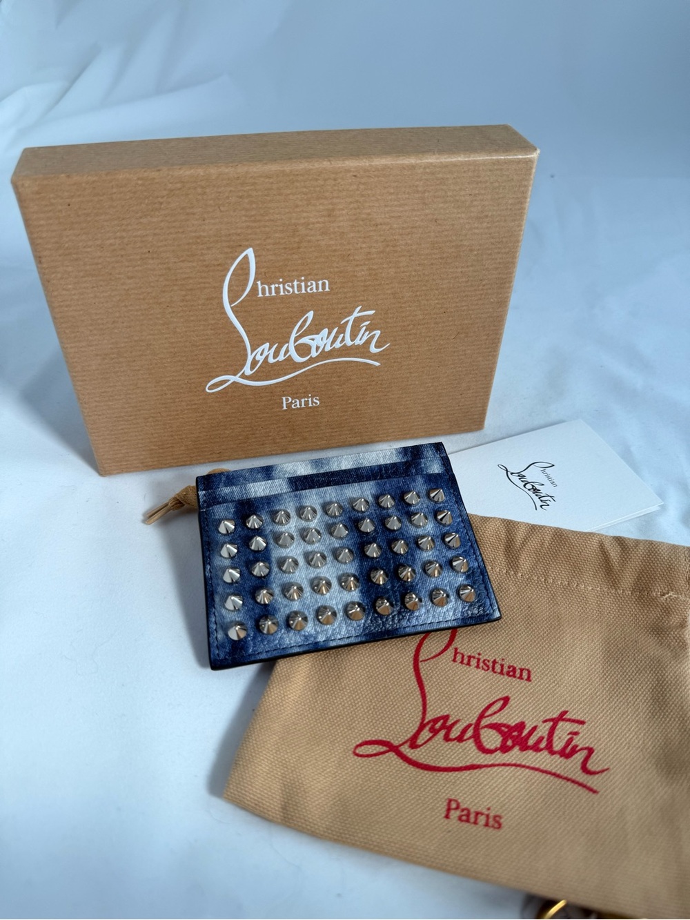Christian Louboutin Navy Blue Studded Card Holder